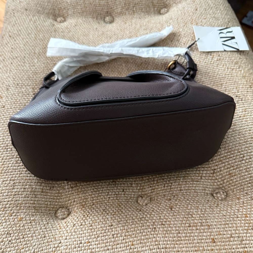 Zara Elegant Brown PLEATED MINI BAG Shoulder Crossbody Bag NWT - Picture 7 of 7